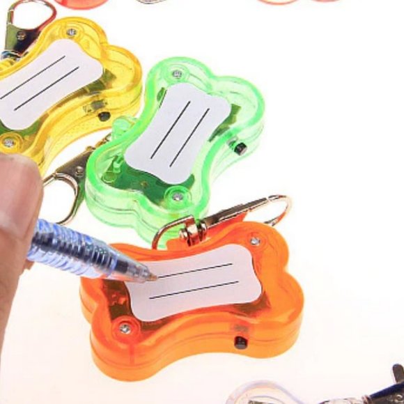 LED Safety Light Name Tag Bone Shaped Pendant Dog - Picture 3 of 13